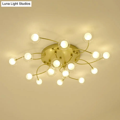 Gold Romantic Metallic Ceiling Light For Living Room Villa - Multi - Head Semi Flush Mount