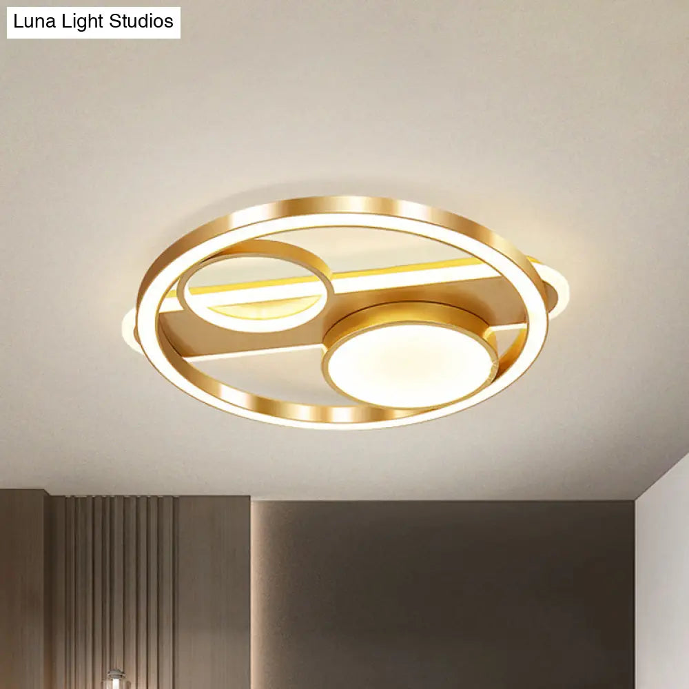 Gold Round Nordic Led Ceiling Light - 18’/23.5’ Warm/White Living Room