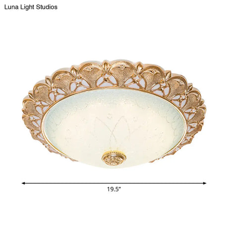 Gold Scallop Flush Light With Frosted Glass - Traditional Hotel Ceiling Mounted Lamp (Led)