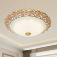 Gold Scallop Flush Light With Frosted Glass - Traditional Hotel Ceiling Mounted Lamp (Led)