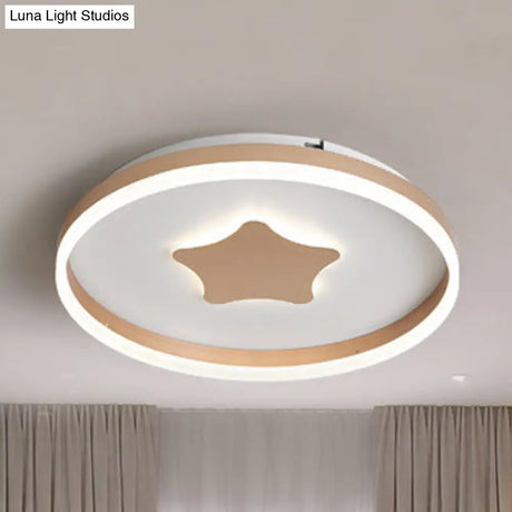 Gold Star Led Flush Mount Ceiling Light For Study Room With Acrylic Ring Accent / 19.5 Third Gear