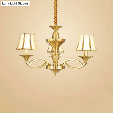 Gold Taper Shaped Glass Chandelier Pendant: Classic Living Room Lighting