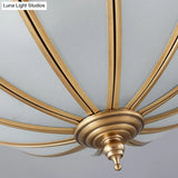 Gold Teardrop Chandelier Pendant Light With Sandblasted Glass - 3 Lights For Dining Room