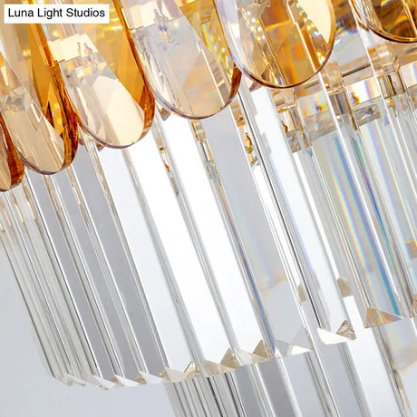 Gold Traditional Round Chandelier With 8-Lights & Crystal Accents - Elegant Hanging Ceiling Light