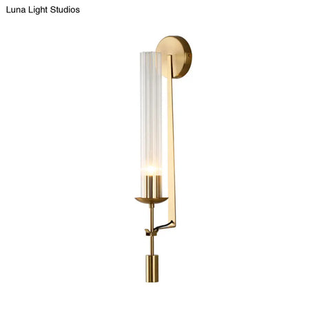 Gold Wall Sconce With Clear Glass Shade For Modern Bathroom
