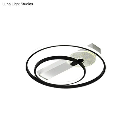 Gold/White & Black Led Metal Hoop Flushmount With White/Warm Light - 16.5’/20.5’ Wide