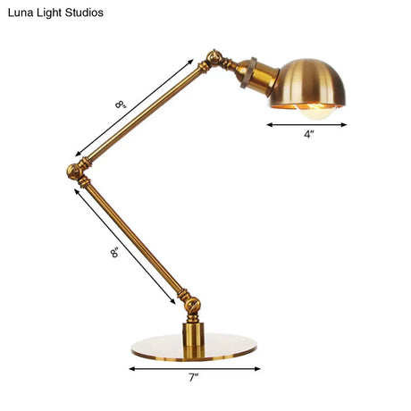 Golden Bowl Shade Table Lamp- Industrial Style With Adjustable Arm