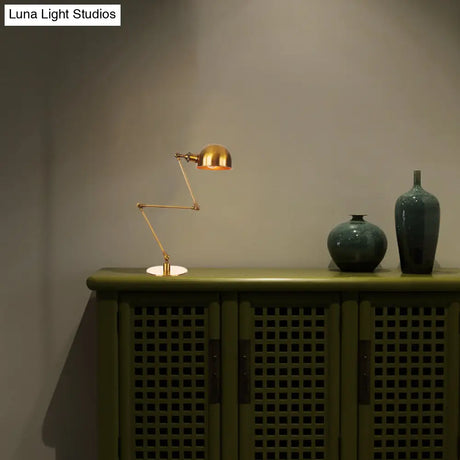 Golden Bowl Shade Table Lamp- Industrial Style With Adjustable Arm