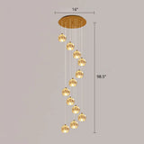 Golden Cluster Pendant Light With Faceted Cut Crystal Ball Design For Stairway Illumination 12 /