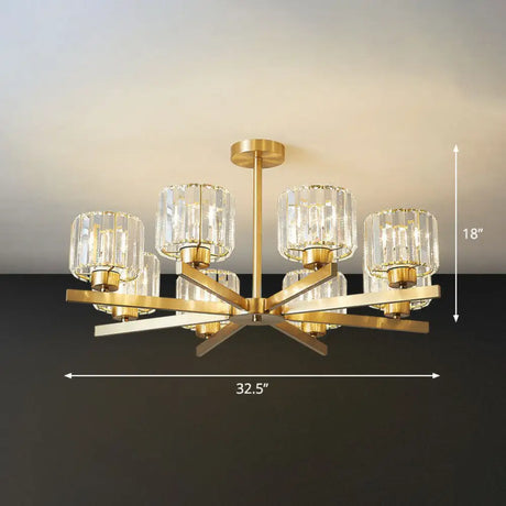 Golden Crystal Prism Sputnik Chandelier - Modern Suspension Light For Living Room 8 / Gold Up