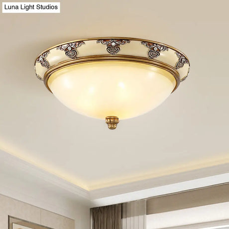Golden Dome Opal Glass Flush Mount Ceiling Light Fixture - Classic Design 3 - Bulb 15’/19’ Width
