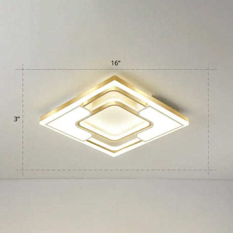 Golden Led Flush Mount Ceiling Light With Metallic Frame - Modern Lighting For Living Room Gold /