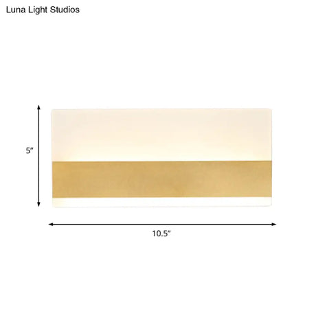 Golden Led Wall Sconce: Simplicity Cuboid Design Acrylic White/Warm Light