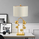 Golden Metal Reading Lamp With Traditional Sphere Task Light And White/Black Drum Shade White
