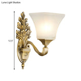 Golden Vintage Opal Glass Bell Shade Sconce Light - Stylish Wall Mount Lighting For Living Room