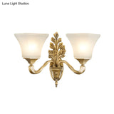 Golden Vintage Opal Glass Bell Shade Sconce Light - Stylish Wall Mount Lighting For Living Room
