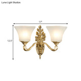 Golden Vintage Opal Glass Bell Shade Sconce Light - Stylish Wall Mount Lighting For Living Room