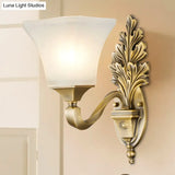 Golden Vintage Opal Glass Bell Shade Sconce Light - Stylish Wall Mount Lighting For Living Room