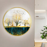 Green Asian Led Wall Mounted Light With Elk Bird And Tree Pattern / B