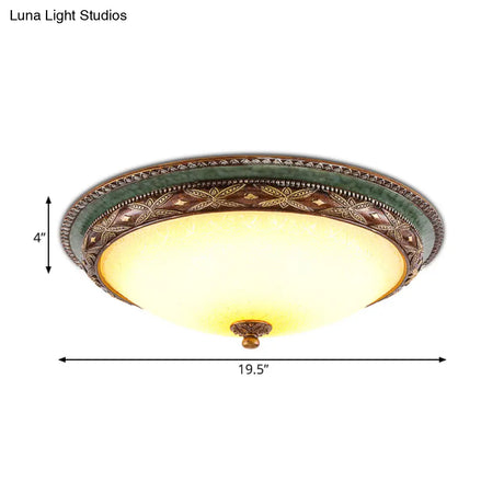 Green Flower Flush Mount Led Ceiling Light - Traditional Resin Design Warm/White