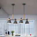 Green/Grey/White Metal Dome Shade Island Chandelier - Nordic Style Pendant Lamp With 4 Heads Grey
