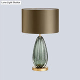 Green Small Desk Lamp - Modernist Fabric With Straight Sided Shade