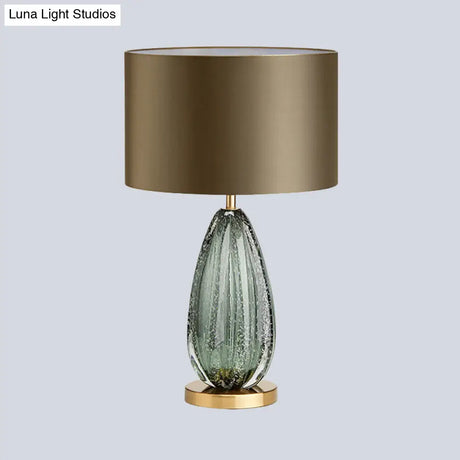 Green Small Desk Lamp - Modernist Fabric With Straight Sided Shade