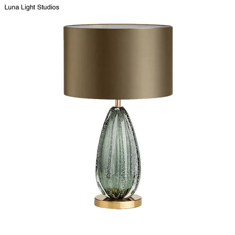 Green Small Desk Lamp - Modernist Fabric With Straight Sided Shade