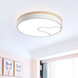 Green/White/Grey Macaron Ceiling Led Light With Wave Pattern And Wood Accent White