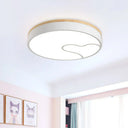 Green/White/Grey Macaron Ceiling Led Light With Wave Pattern And Wood Accent White