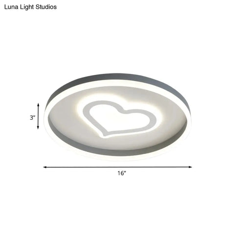 Grey Acrylic Led Ceiling Lamp: Modern Circular Flush Light With Butterfly/Loving Heart Design For