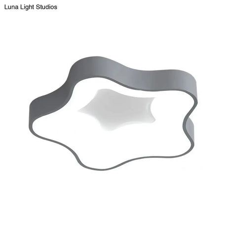 Grey Nordic Star Led Flush Ceiling Light For Bedroom - Warm/White