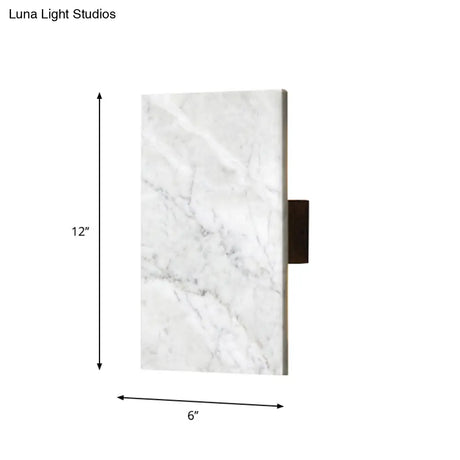Grey Wall Sconce With Rectangle Marble Shade - 2 Lights Bedside Mounted Lamp