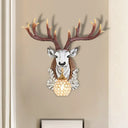 Grey/Yellow Deer Head Wall Sconce With Beveled K9 Crystal For Living Room Grey