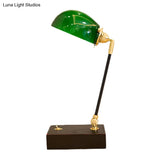 Haedus - Vintage-Style Green Glass Reading Lamp With Retro Design Perfect For