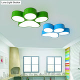 Hallway Home Paw Led Flushmount Ceiling Light - Acrylic Kids’ Lovely Design