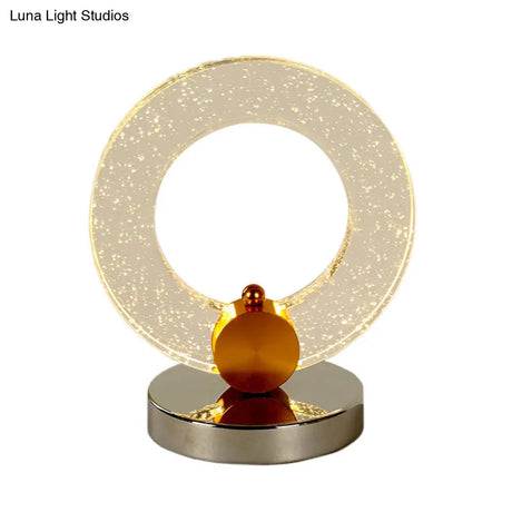 Halo Crystal Desk Lamp - Minimalist Clear Seeded Design For Living Room