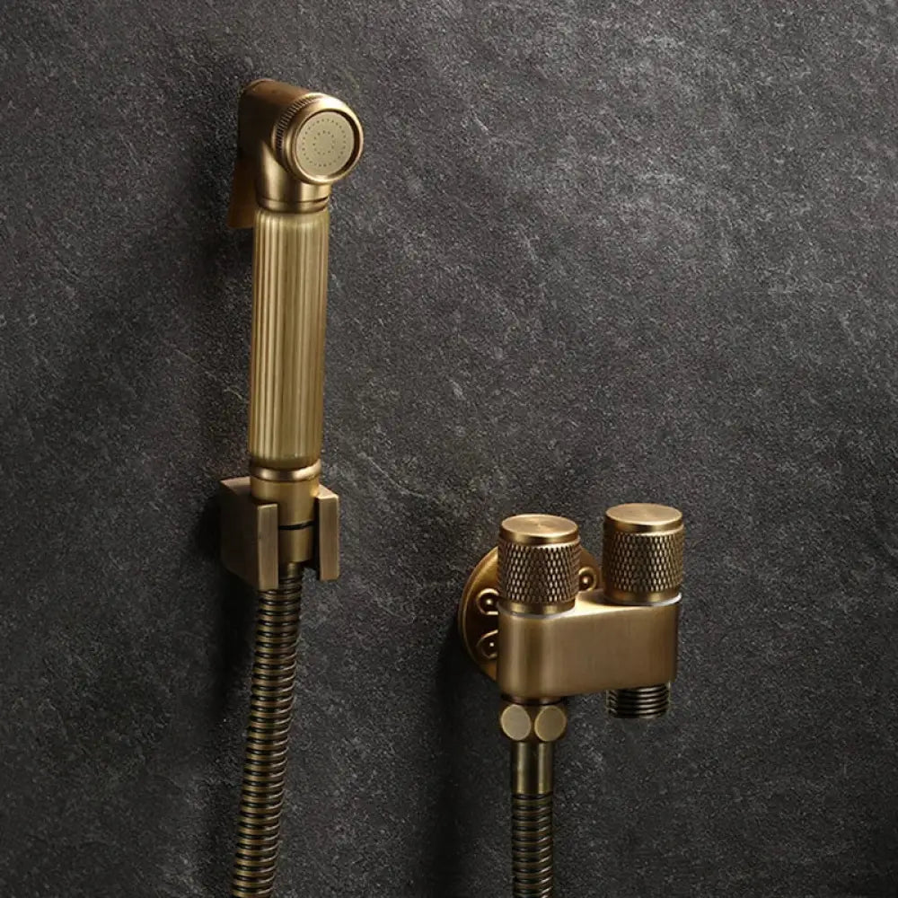 Hand Held Bidet Sprayer Douche Toilet Kit Antique Bronze Shattaf Shower Head Brass Valve Set Jet Bidet Faucet Garden