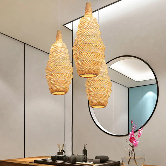 Hand-Woven Bamboo Pendant Light - Chinese Suspended Flaxen Fixture