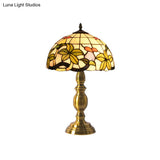 Handcrafted Vintage Dome Table Lamp With Floral Pattern Perfect Nightstand Lighting
