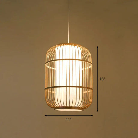Handmade Bamboo Pendant Light - Modern Single Style For Restaurant Ceiling Wood / N