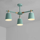 Hanging Nordic Metal Bedroom Chandelier With Wooden Joint - Horn Shade Ceiling Light Fixture 3 /