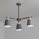 Hanging Nordic Metal Bedroom Chandelier With Wooden Joint - Horn Shade Ceiling Light Fixture 3 /