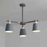 Hanging Nordic Metal Bedroom Chandelier With Wooden Joint - Horn Shade Ceiling Light Fixture 3 /