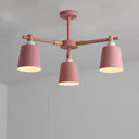 Hanging Nordic Metal Bedroom Chandelier With Wooden Joint - Horn Shade Ceiling Light Fixture 3 /