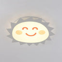 Happy Cartoon Sun Flush Mount Light: Fun & Gentle Led Ceiling Light For Kindergarten White /