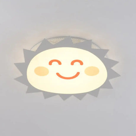 Happy Cartoon Sun Flush Mount Light: Fun & Gentle Led Ceiling Light For Kindergarten White /