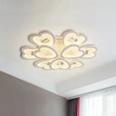 Heart Acrylic Shade Flush Mount Light For Bedroom - White Ceiling Lamp In Warm/White/Natural