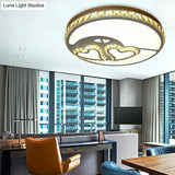Heart Crystal Flush Mount Led Ceiling Lamp - Modern Bedroom Fixture In White