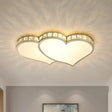 Heart Crystal Led Flush Lamp - Gold Ceiling Mount With Warm/White Light / Warm